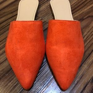 Forever 21 orange suede-like pointed flats/sandals